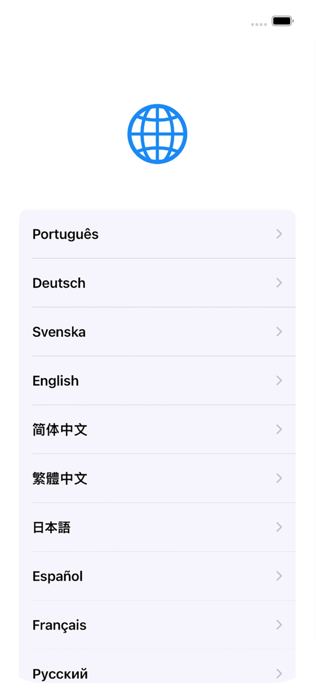 Prima o idioma pretendido.