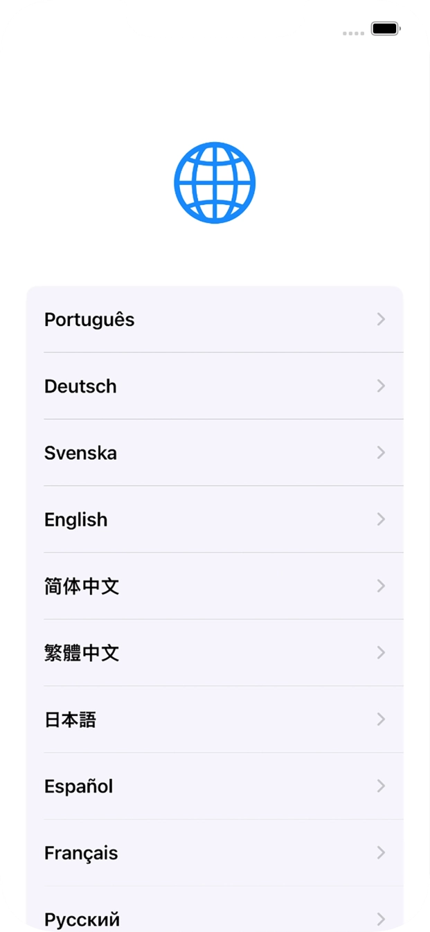Prima o idioma pretendido.