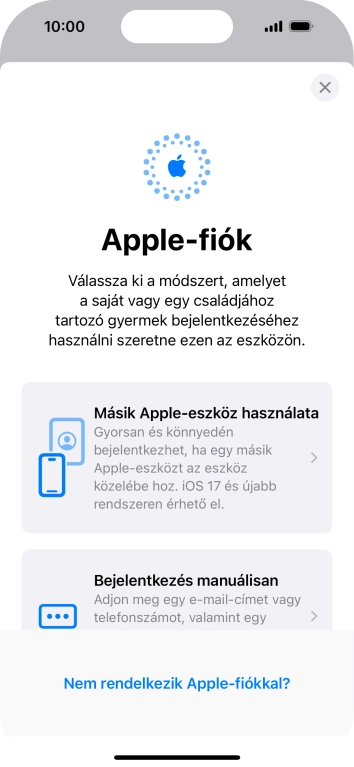 Válaszd a Bejelentkezés manuálisan lehetőséget.