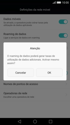 Se ativar a função, prima OK.