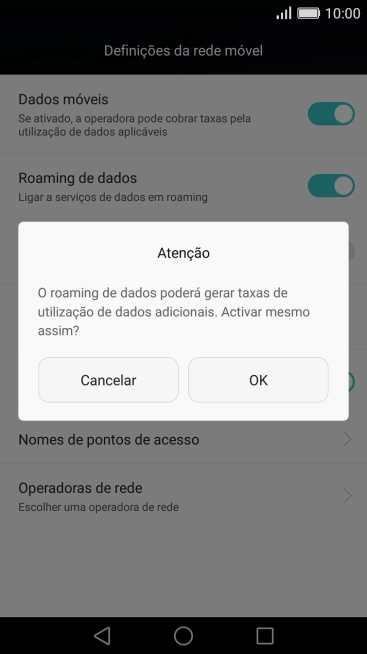 Se ativar a função, prima OK.