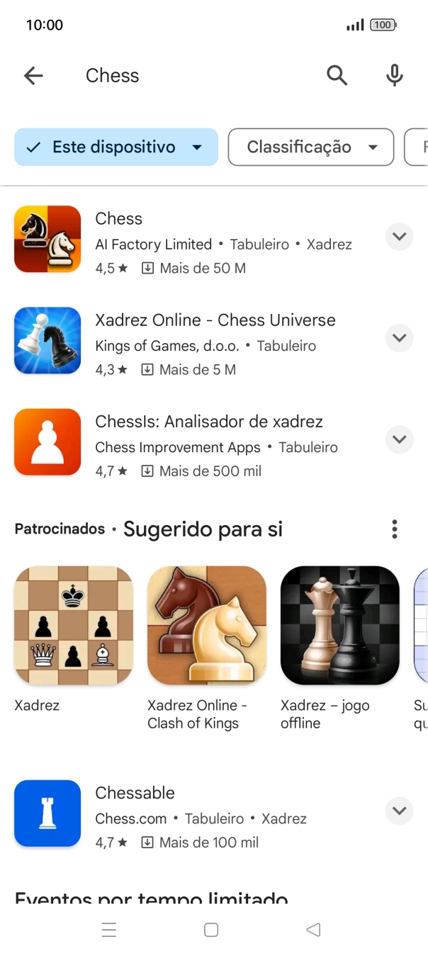 Prima a app pretendida.
