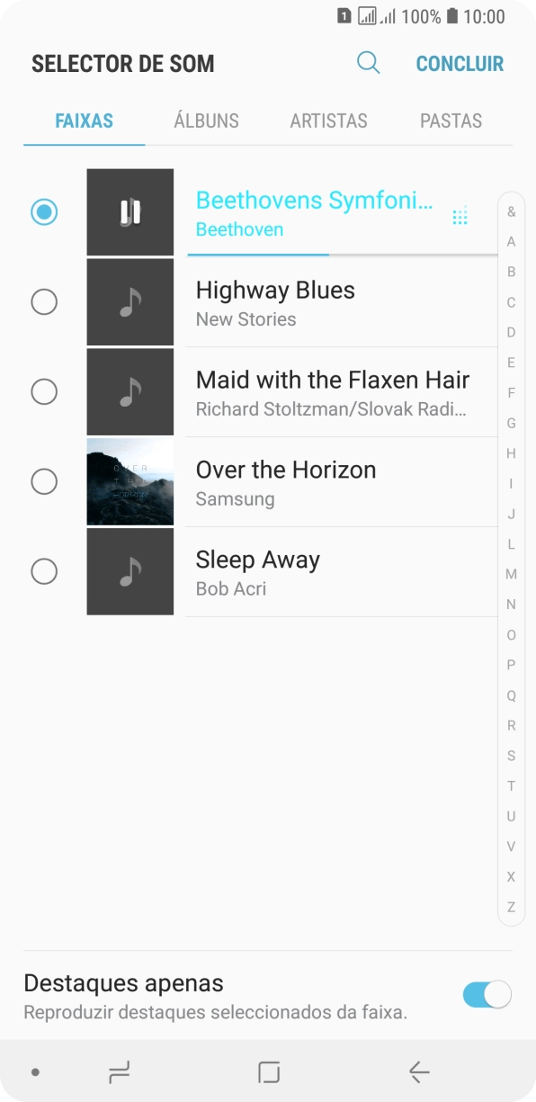 Quando tiver encontrado o tom de toque que pretende, prima CONCLUIR.