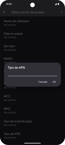 Introduza mms e prima OK.