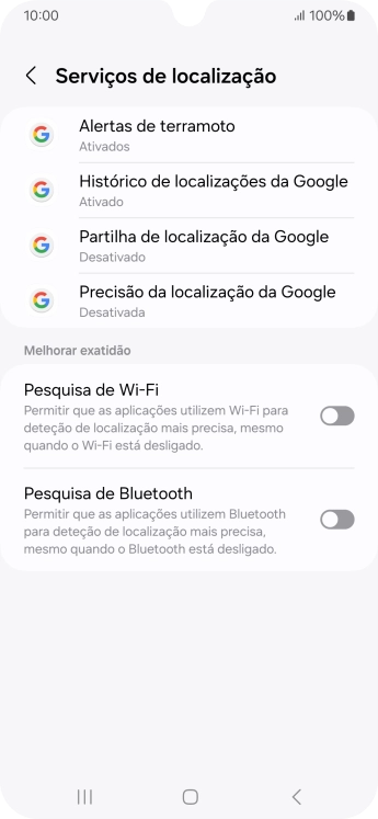 Prima Precisão da localização da Google.