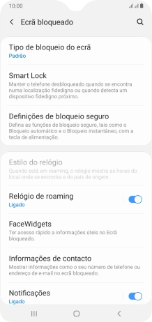 Prima Tipo de bloqueio do ecrã e introduza o código de bloqueio do telefone atual.