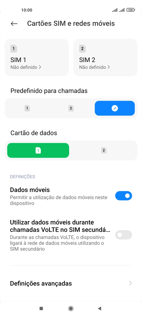 Prima Definições avançadas.
