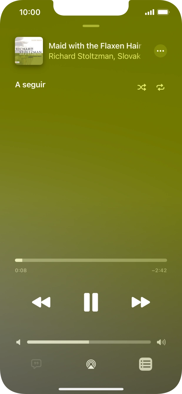 Prima o ícone de reprodução aleatória para ativar ou desativar a função.