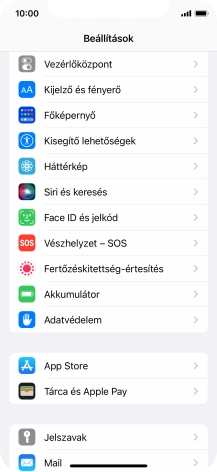 Válaszd a Face ID és jelkód lehetőséget.