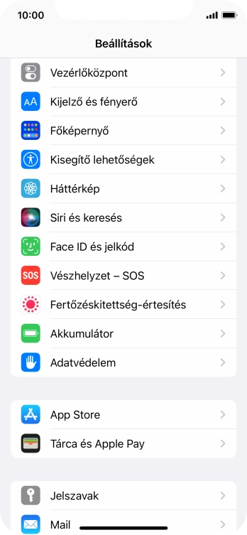 Válaszd a Face ID és jelkód lehetőséget.
