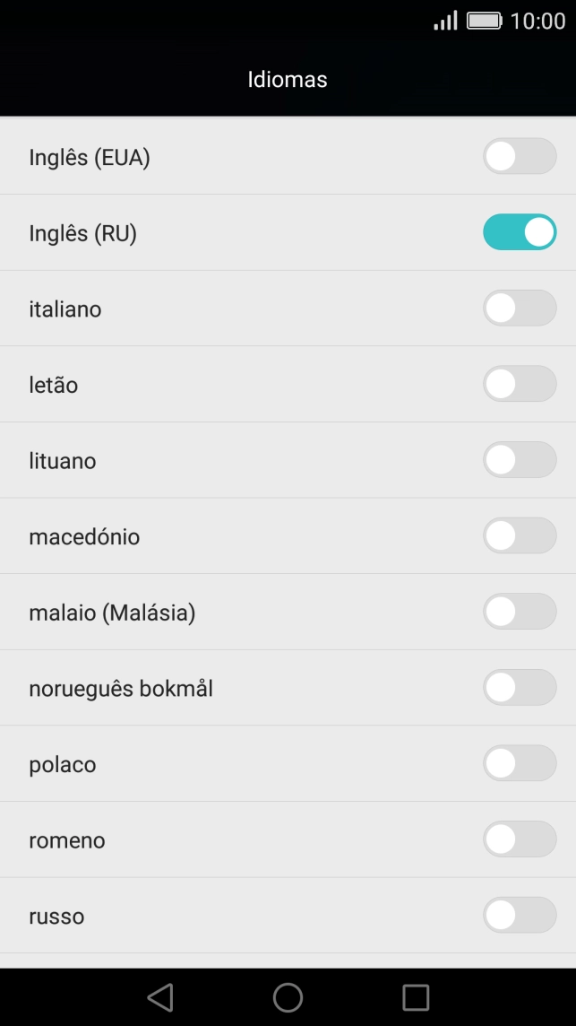 Prima o idioma pretendido para o selecionar.