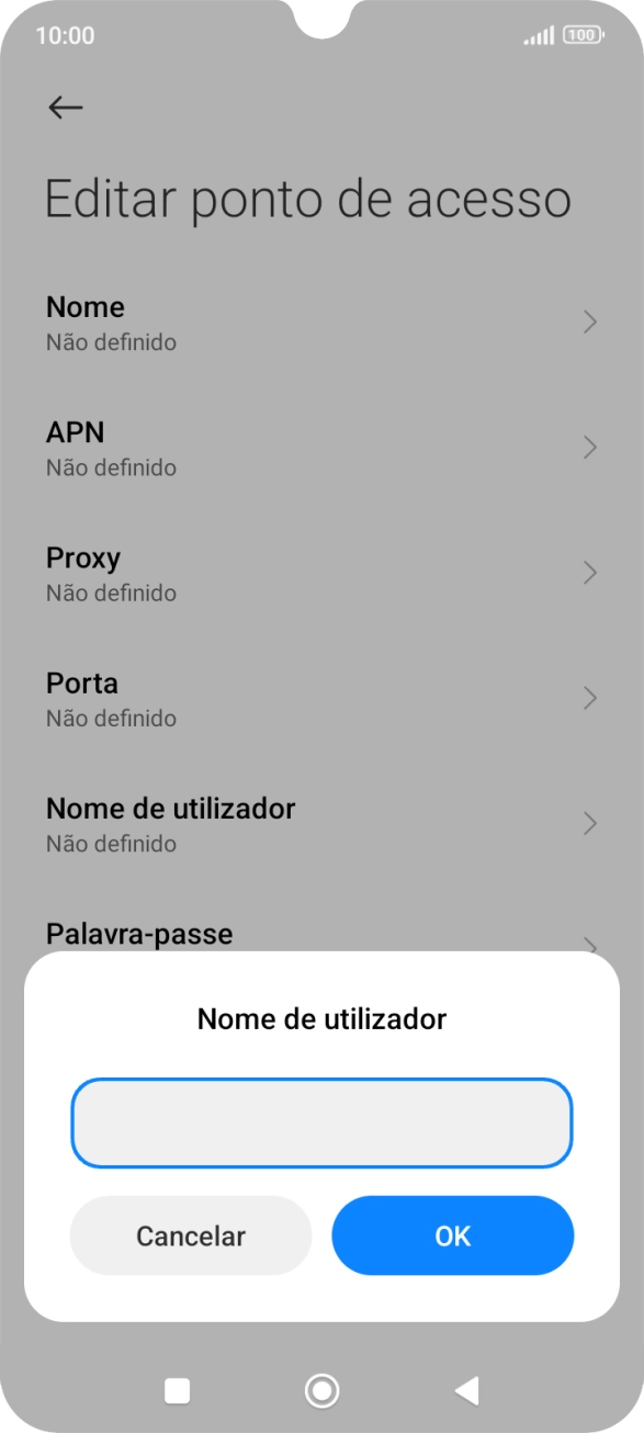 Introduza vodafone e prima OK.