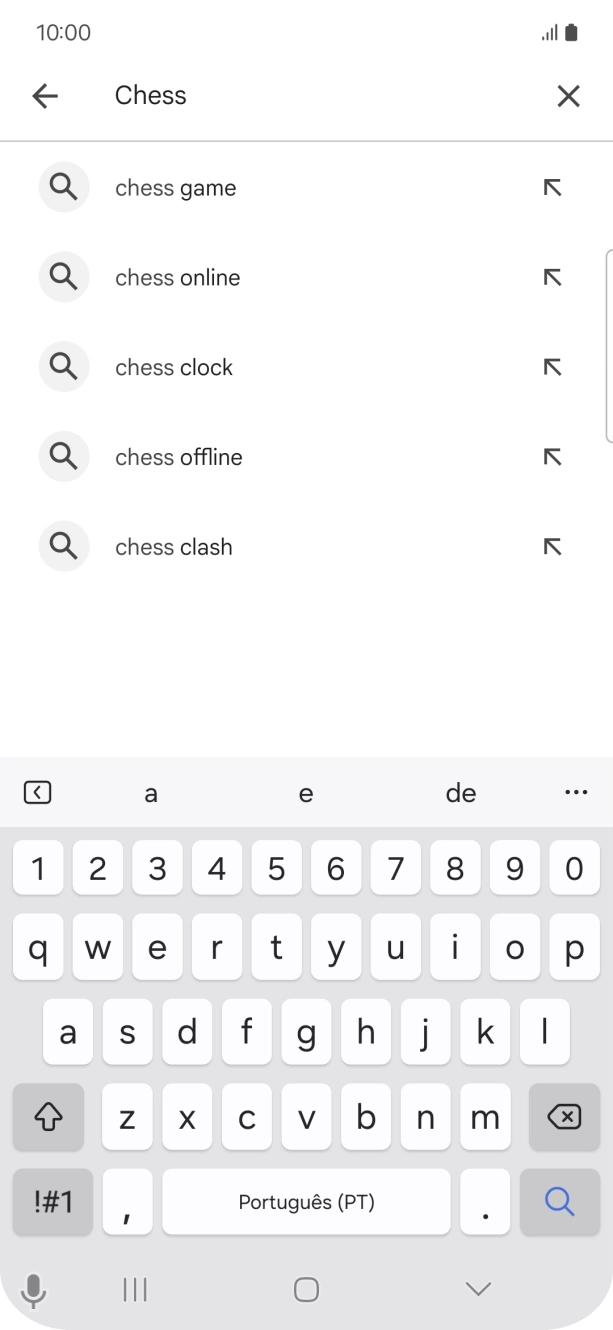 Introduza o nome ou categoria da app pretendida e prima o ícone para pesquisar.