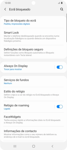 Prima Tipo de bloqueio do ecrã e introduza o código adicional de bloqueio do telefone que criou anteriormente.