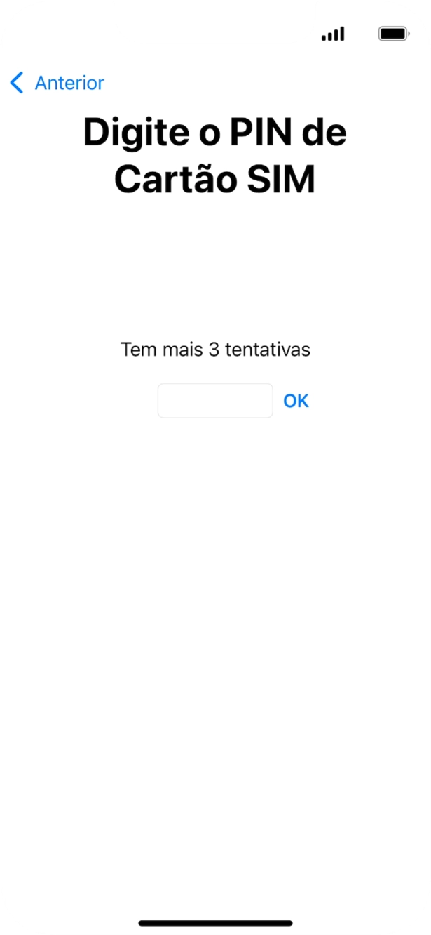 Se o cartão SIM estiver bloqueado, deve introduzir o código PIN e premir OK.