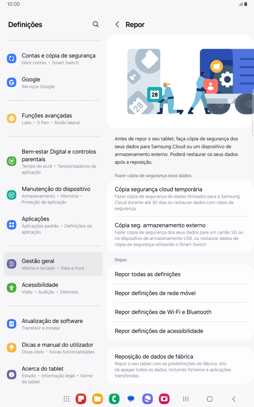 Prima Reposição de dados de fábrica.
