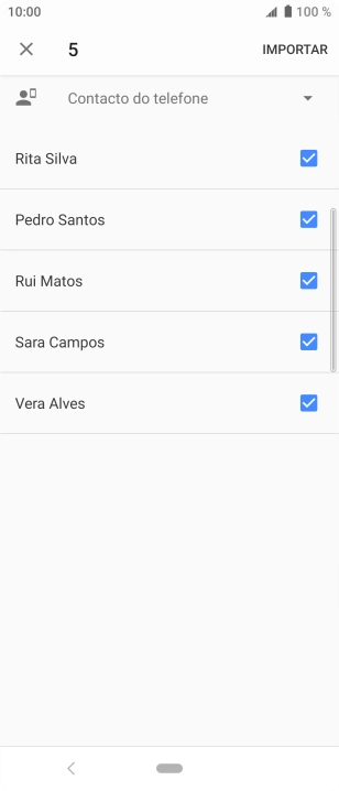 Prima a lista suspensa.