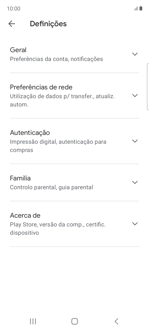 Prima Preferências de rede.