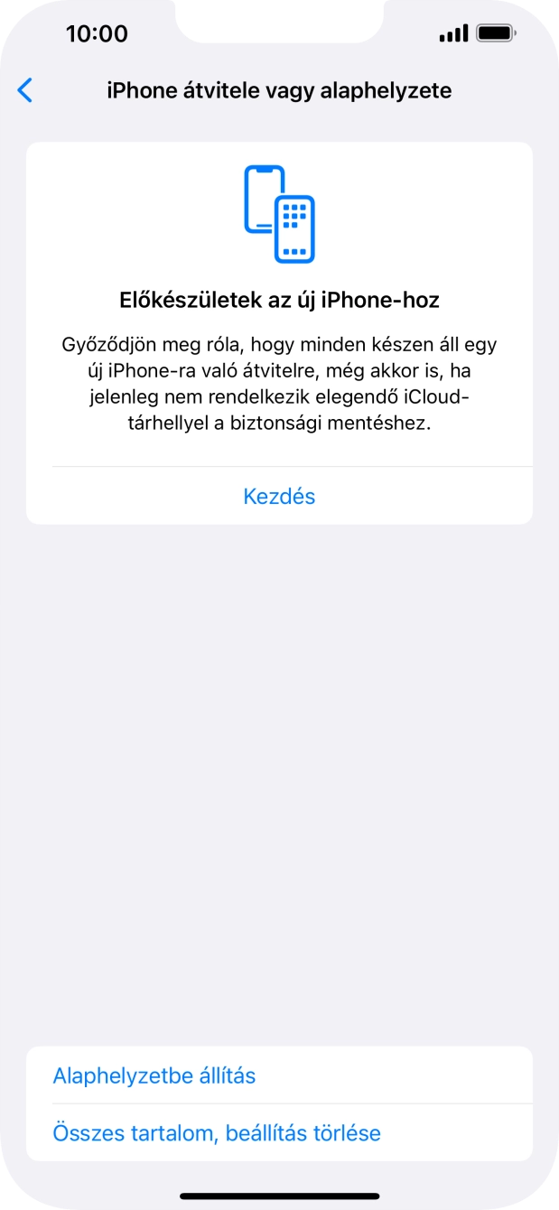 Válaszd az Alaphelyzetbe állítás lehetőséget.