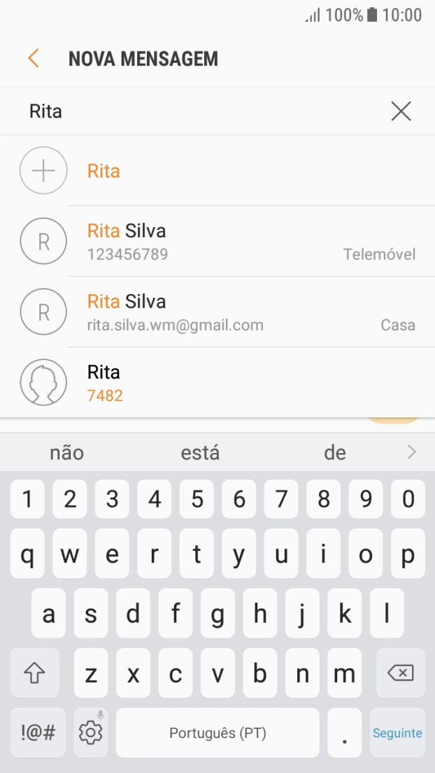 Prima o contacto pretendido.