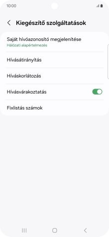 Kattints a „Hívásvárakoztatás” melletti csúszkára a funkció be- vagy kikapcsolásához.