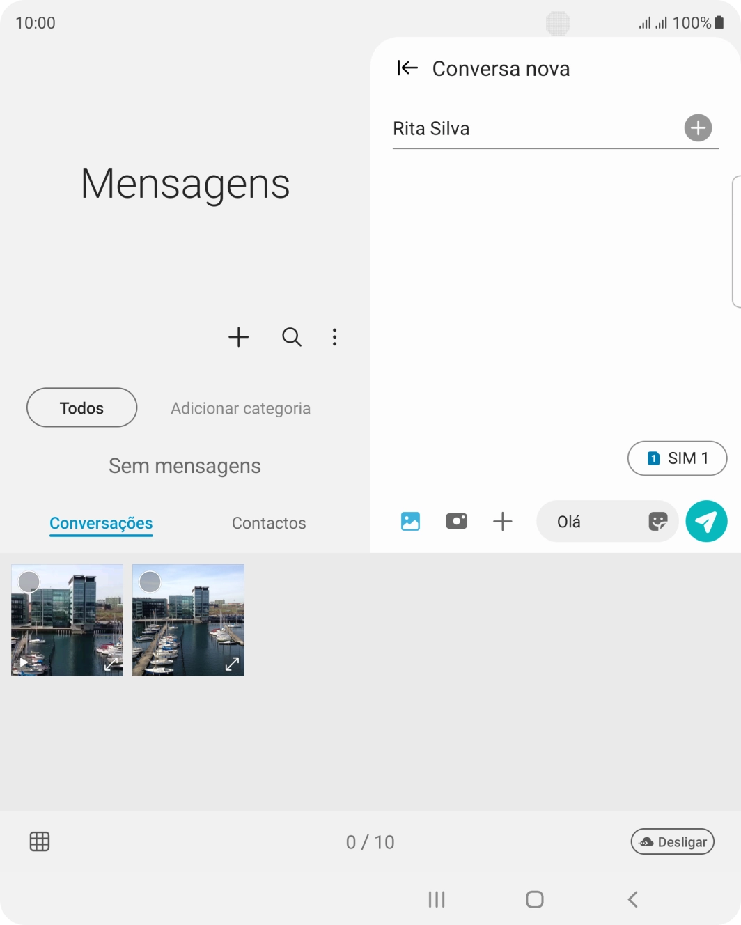 Prima o ícone de galeria e vá até à pasta pretendida.