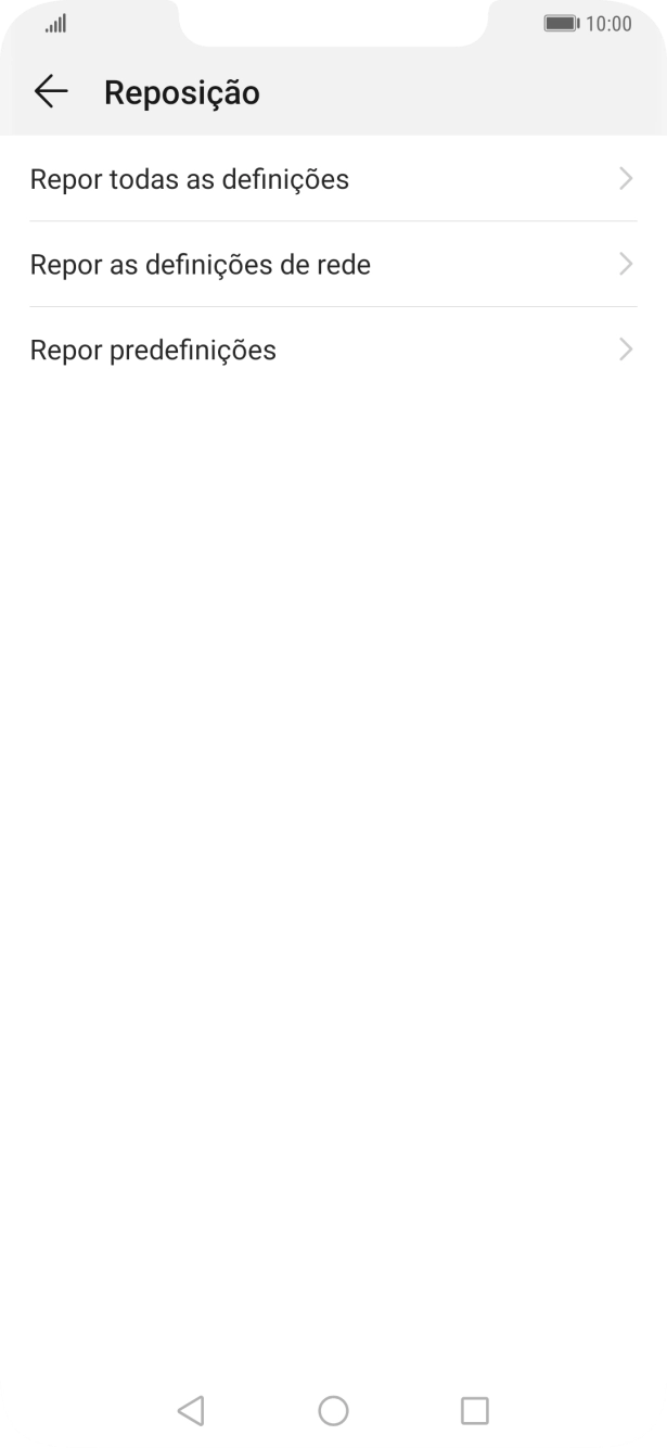 Prima Repor predefinições.
