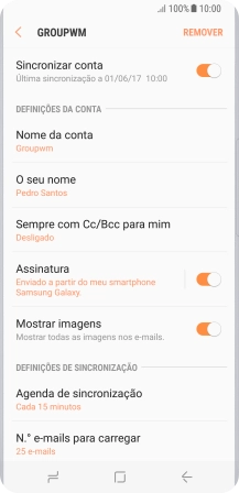 Prima Nome da conta.