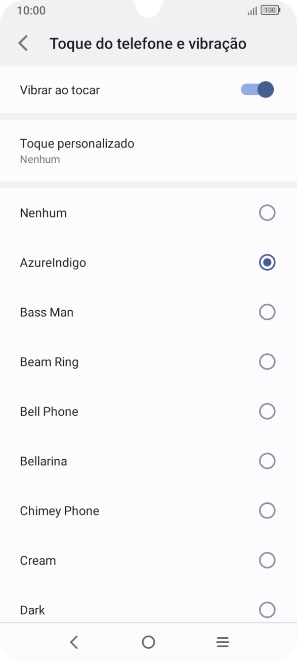 Quando tiver encontrado o tom de toque que pretende, prima a tecla de retrocesso.
