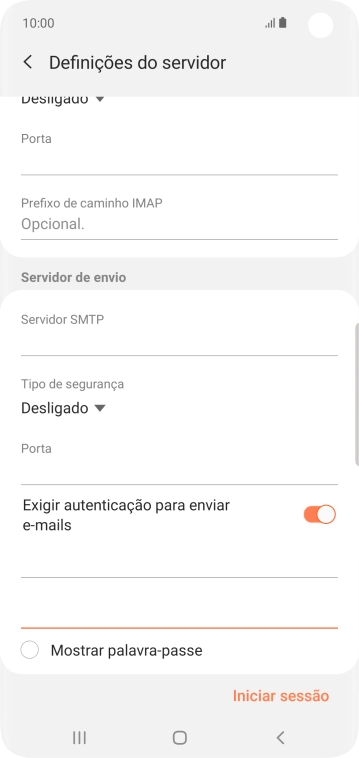 Prima Iniciar sessão.