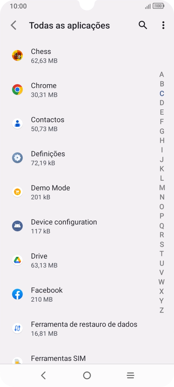 Prima a app pretendida.