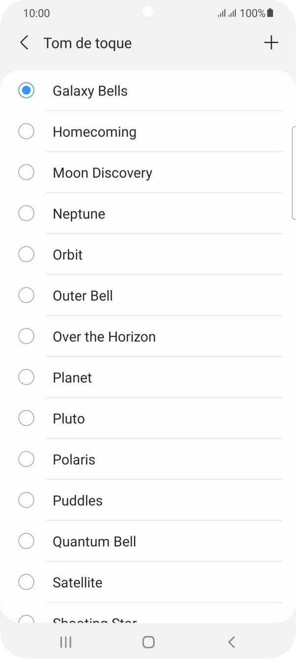 Prima o ícone para adicionar um tom de toque.