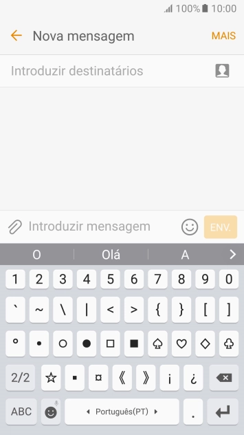 Prima ABC para voltar à introdução de texto.