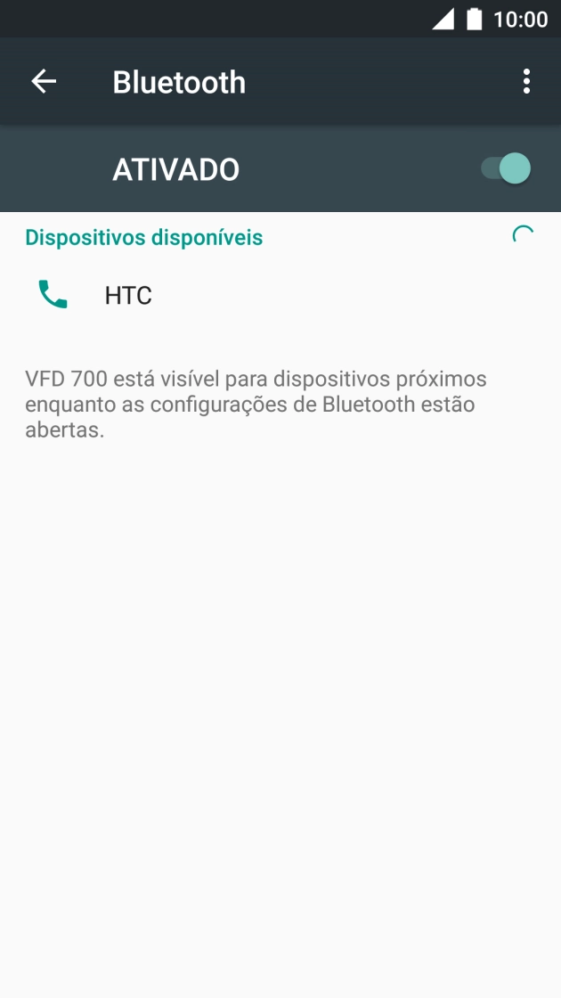 Prima o dispositivo Bluetooth pretendido e siga as indicações no ecrã para emparelhar o dispositivo pretendido com o telefone.