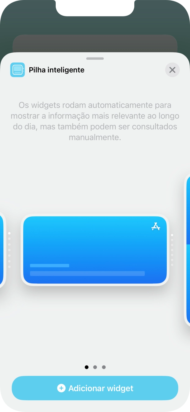 Para escolher a dimensão pretendida para o widget, deslize o dedo para a direita ou para a esquerda sobre o ecrã.