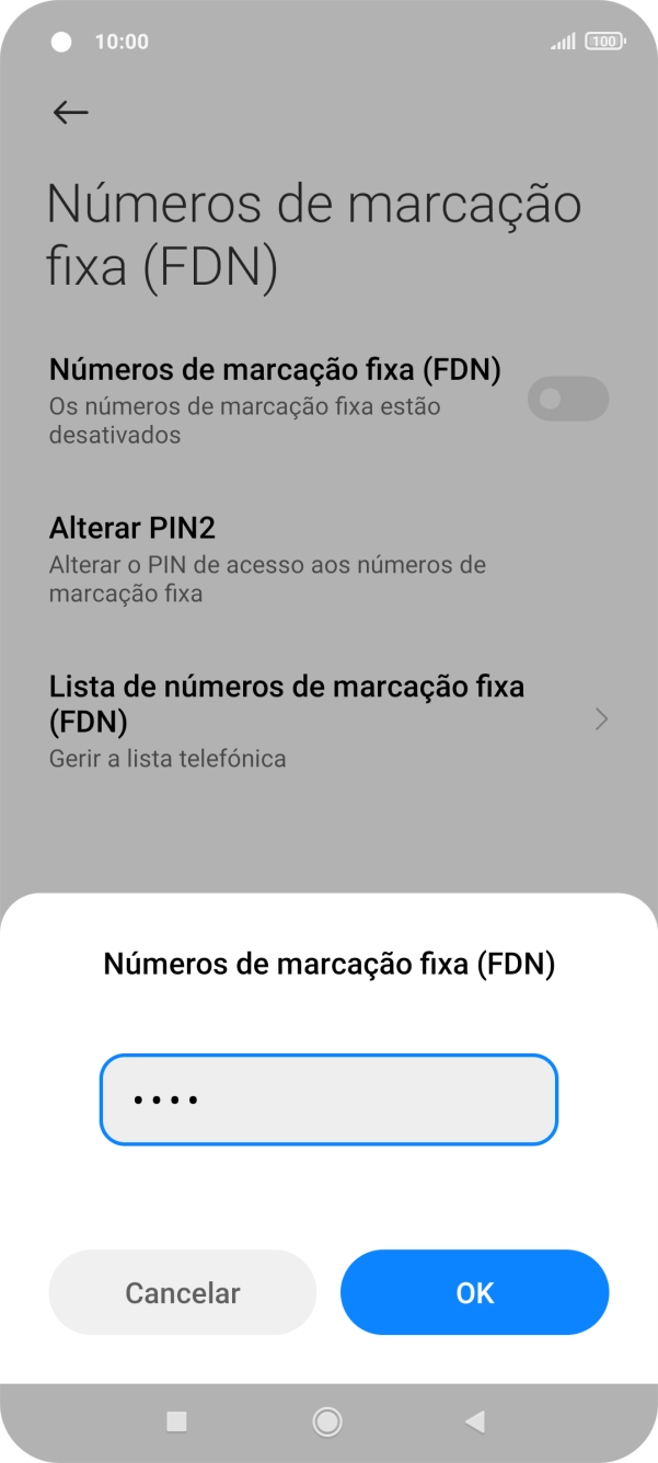 Introduza o código PIN2 e prima OK.