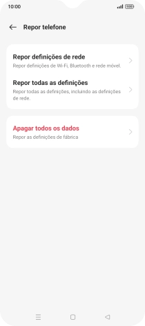 Prima Apagar todos os dados.