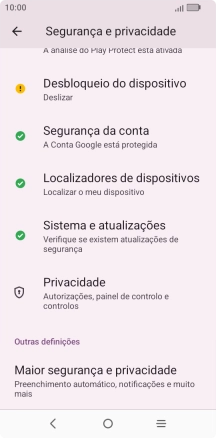 Prima Desbloqueio do dispositivo.