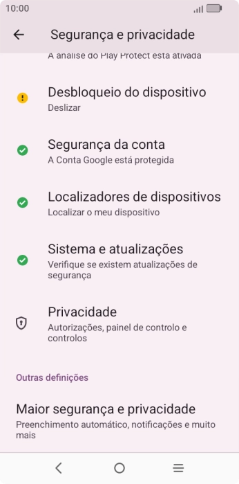 Prima Desbloqueio do dispositivo.