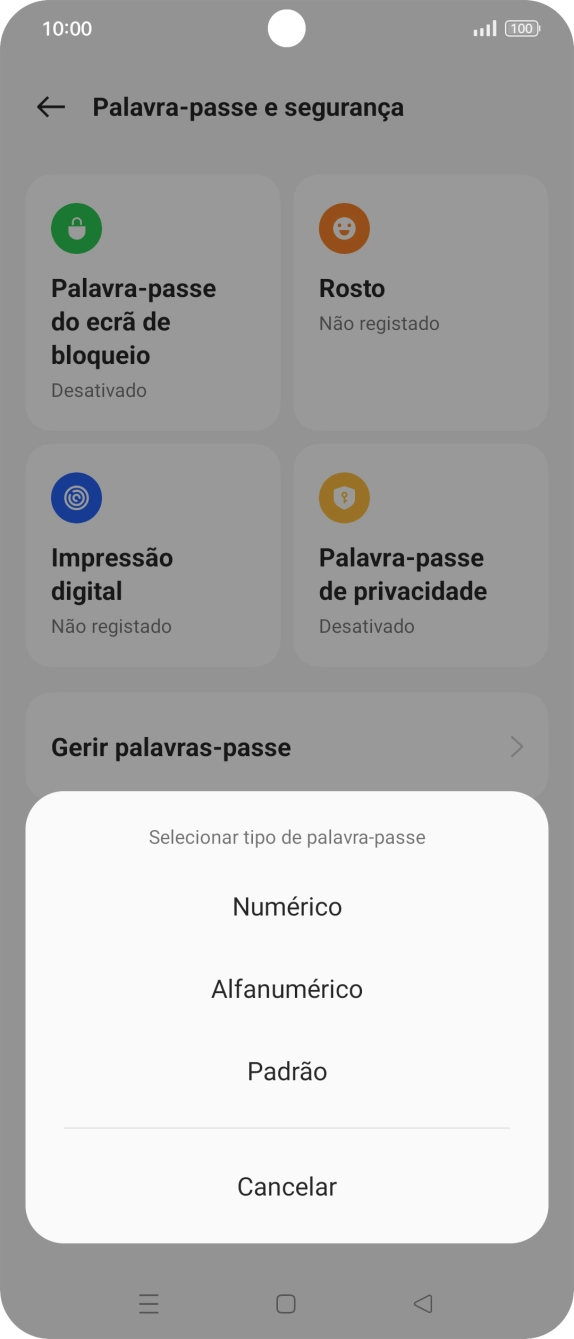 Prima o código de bloqueio do telefone pretendido e siga as indicações no ecrã para estabelecer um código de bloqueio adicional.