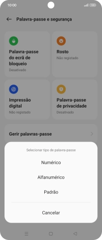Prima o código de bloqueio do telefone pretendido e siga as indicações no ecrã para estabelecer um código de bloqueio adicional.