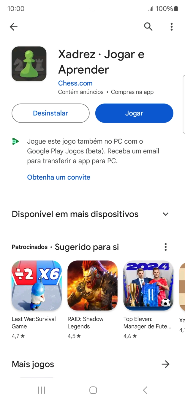 Prima a tecla de início para terminar e voltar ao ecrã inicial.