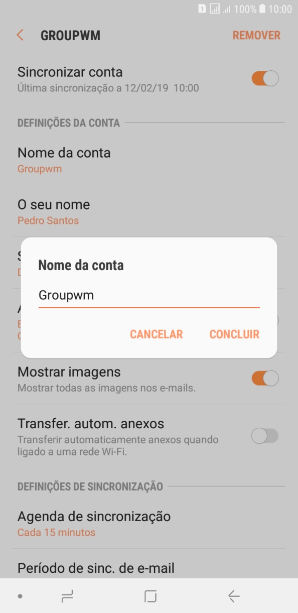 Introduza o nome pretendido da conta de e-mail CONCLUIR.