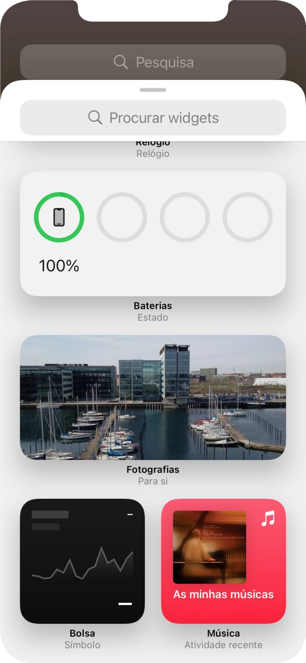 Prima o widget pretendido.