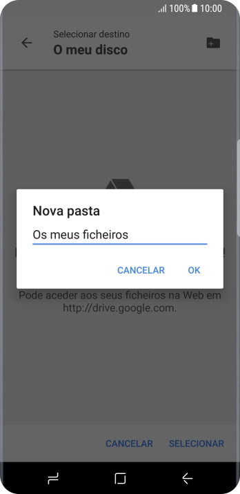 Introduza o nome pretendido para a pasta e prima OK.