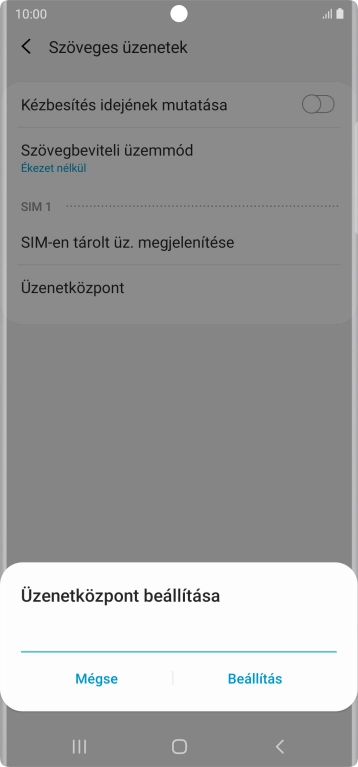 Írd be a +36709996500 számot, és válaszd a Beállítás lehetőséget.