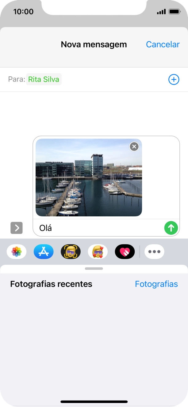 Prima o ícone para enviar.