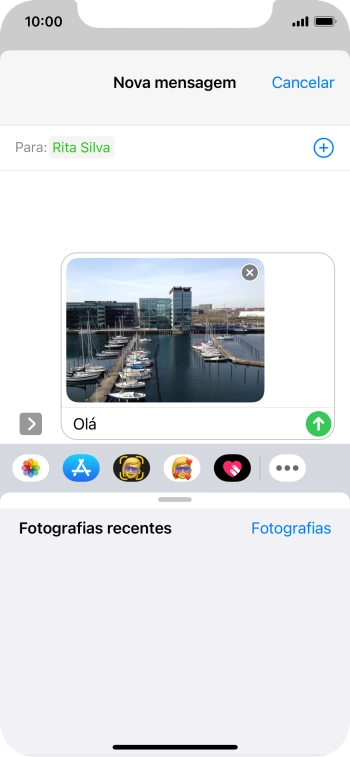 Prima o ícone para enviar.