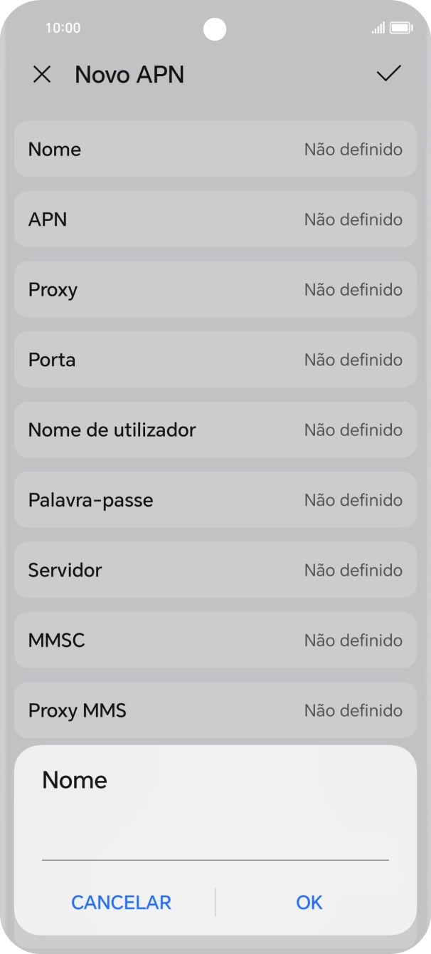 Introduza Vodafone Internet e prima OK.