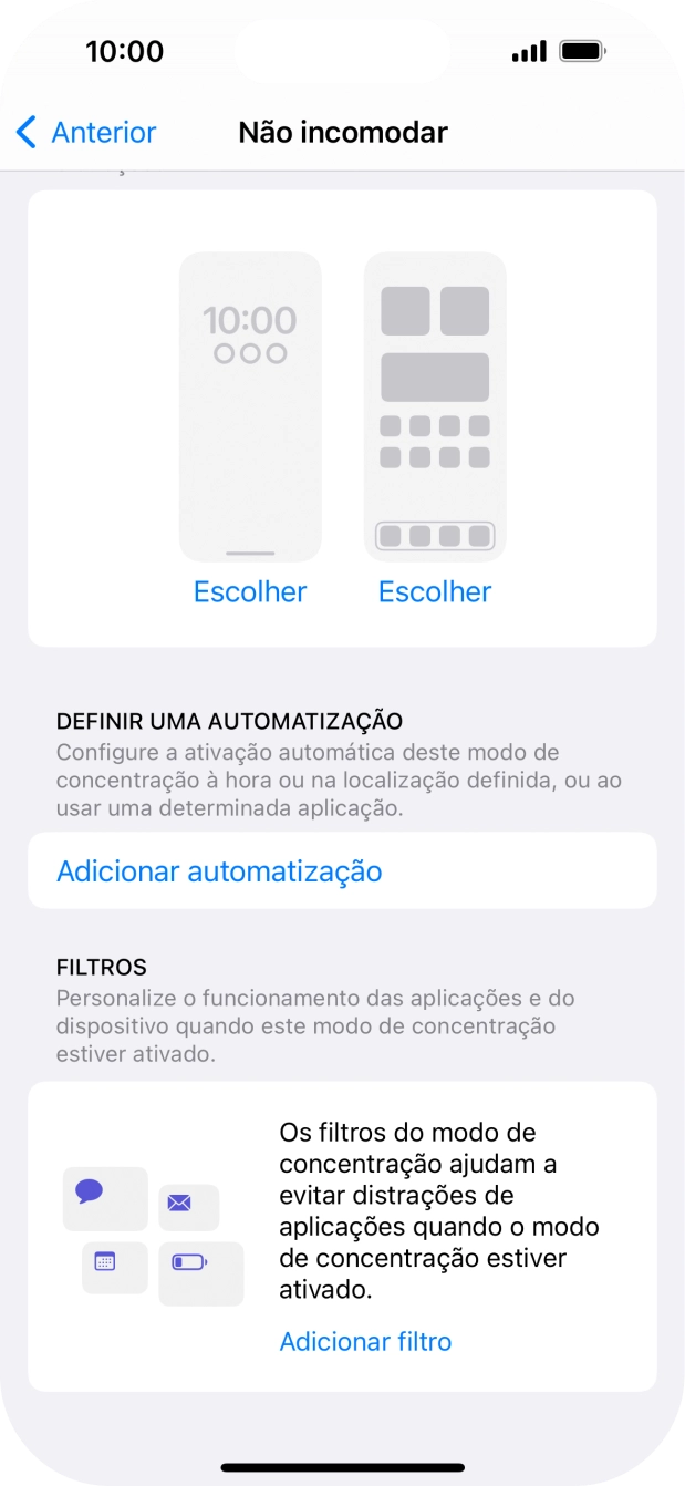 Prima Adicionar automatização e siga as indicações no ecrã para escolher as definições para ativação automática da função 